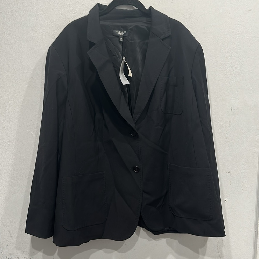 Talbots Suit Jacket blazer Black size 24 NWT classic minimalist capsule piece